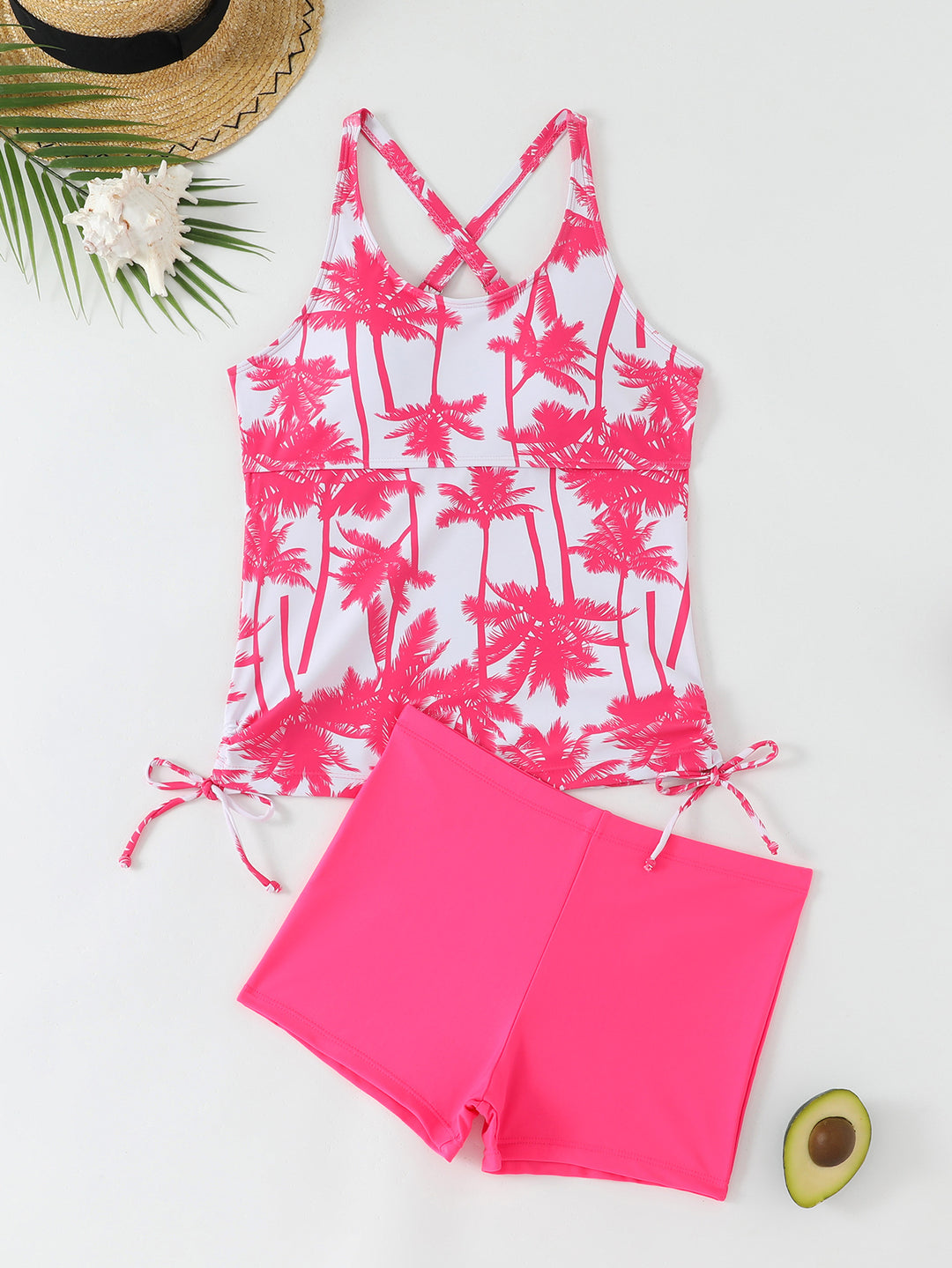 Damen Sportliches Tankini-Set mit floralem Design und verstellbaren Bündchen Drune