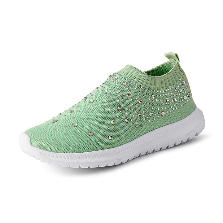 Damen Glitzernde Slip-On Sneakers mit atmungsaktivem Strickdesign und flexibler Sohle Drune