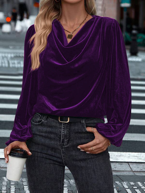 Damen Elegantes Viskosebluse mit Wasserfallausschnitt Drune