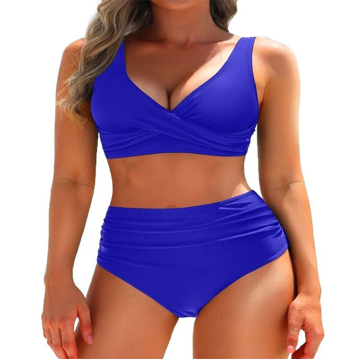 Damen Hochgeschnittener Bikini mit eleganter Wickeloptik und figurformendem Design Drune