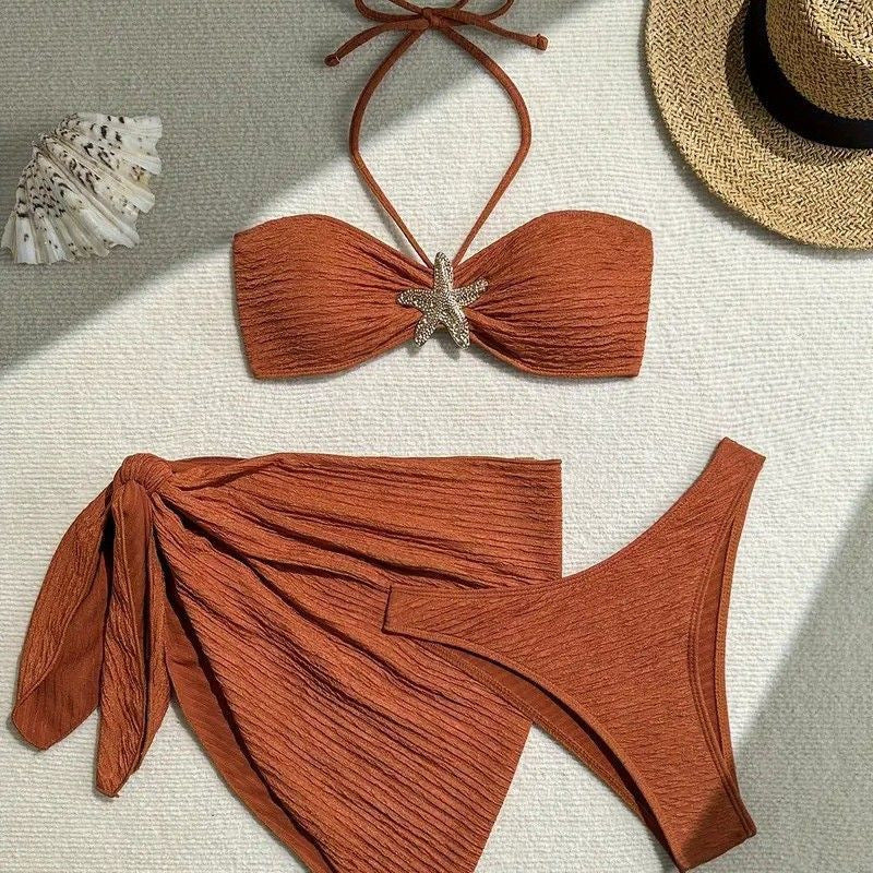 Damen Bandeau-Bikini mit schickem Wickeltuch Drune