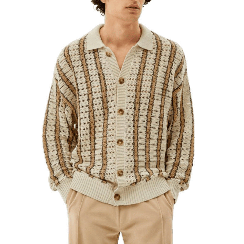 Herren Strickjacke mit eleganter Lochmuster-Optik und praktischen Knöpfen Drune