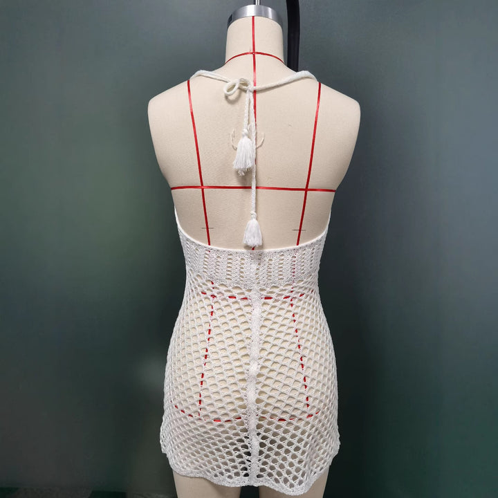 Damen Netzkleid mit tiefem V-Ausschnitt Drune