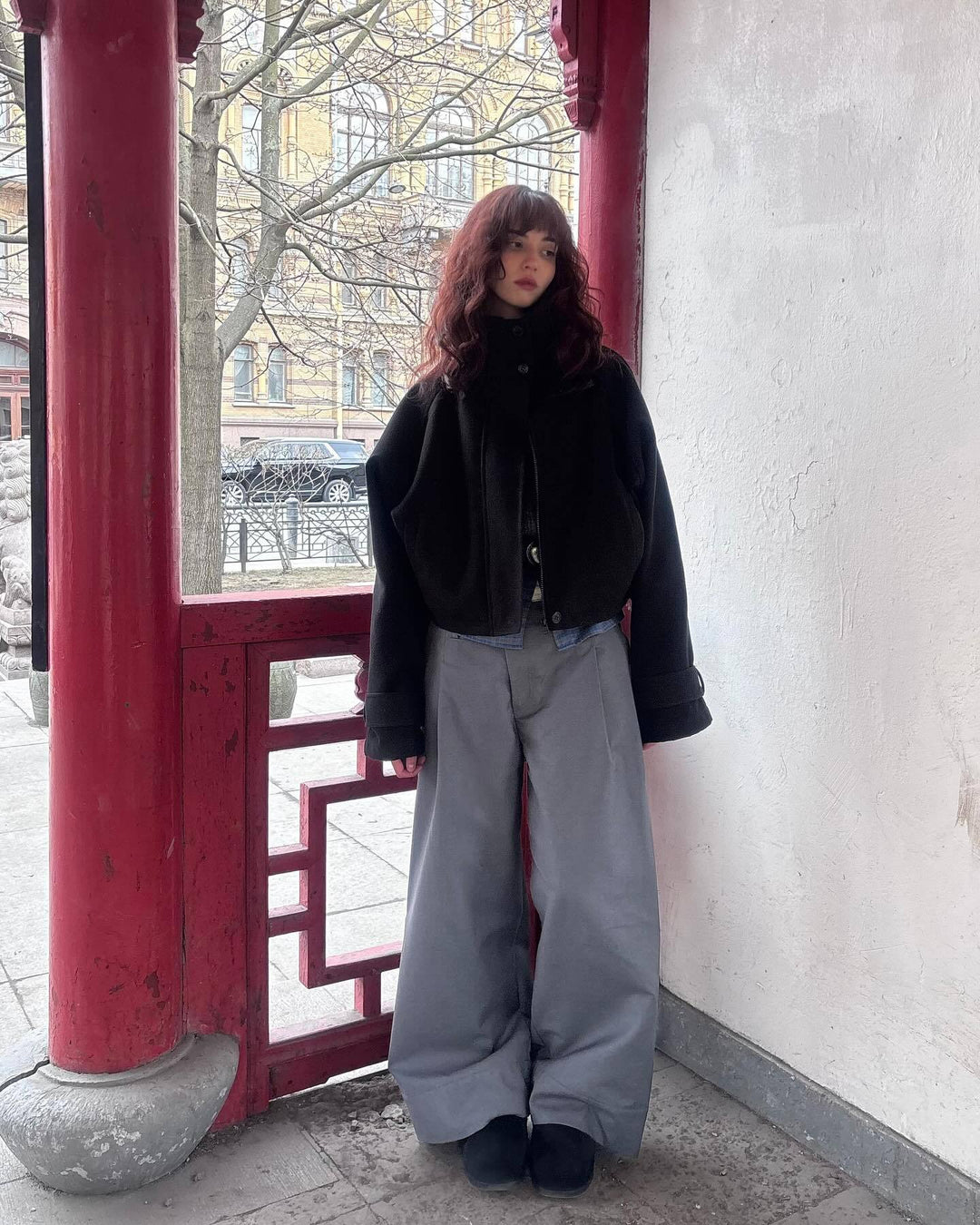 Damen Modische Oversized Wolljacke Drune