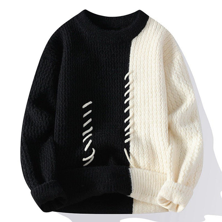 Unisex nan strukturierter Oversize-Strickpullover mit Zopfmuster und dekorativer Steppnaht Drune