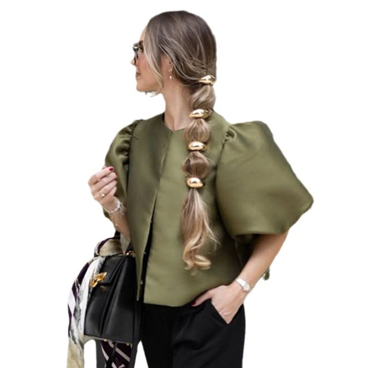 Damen stilvolle Bluse mit puffärmeln Drune