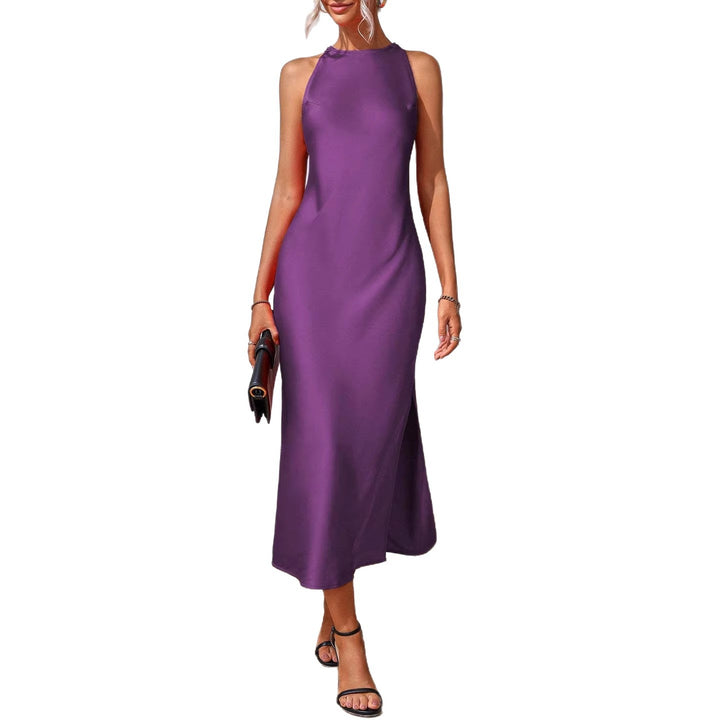 Damen Elegantes Maxikleid mit tiefem Schlitz und feinem Satinfinish Drune