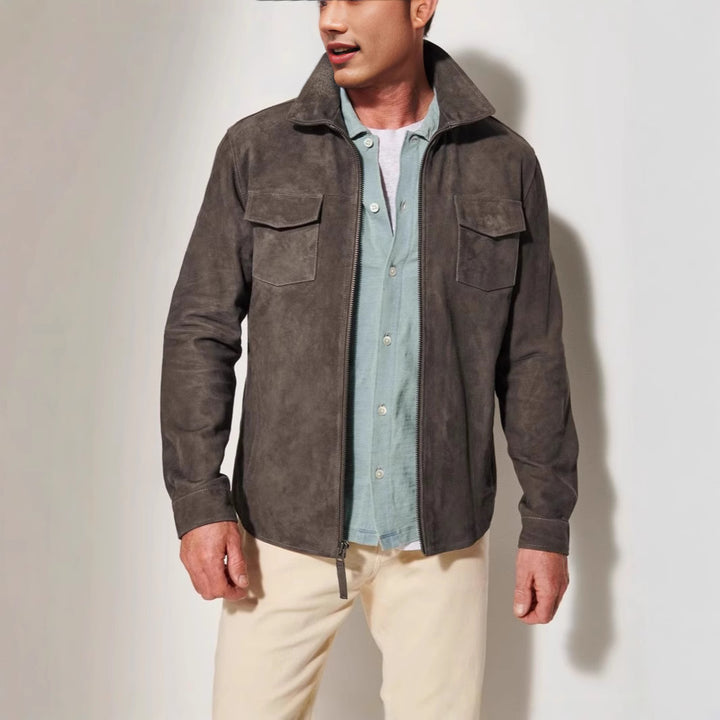 Herren Wildlederjacke mit praktischen Pattentaschen und elegantem Schnitt Drune