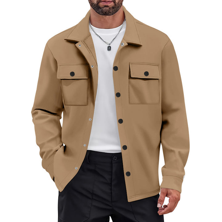 Herren nan Overshirt-Jacke mit Brustklappen, lockerer Passform und durchgehender Knopfleiste Drune
