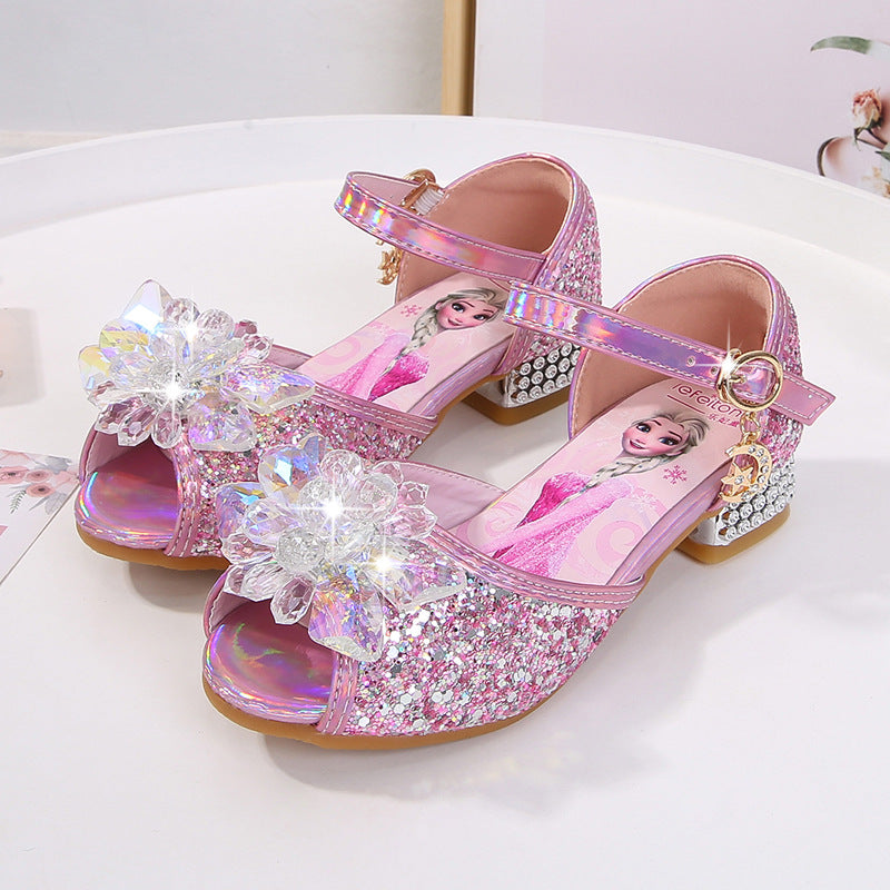 Mädchen Glitzernde Festtagschuhe mit Blumenapplikation Drune