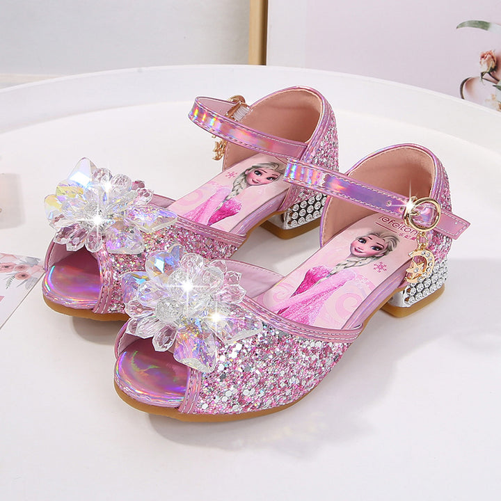 Mädchen Glitzernde Festtagschuhe mit Blumenapplikation Drune