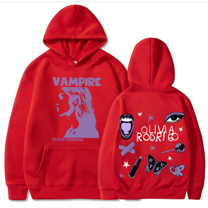 Damen Kapuzenpullover mit künstlerischem Vampir-Print und oversized Schnitt Drune