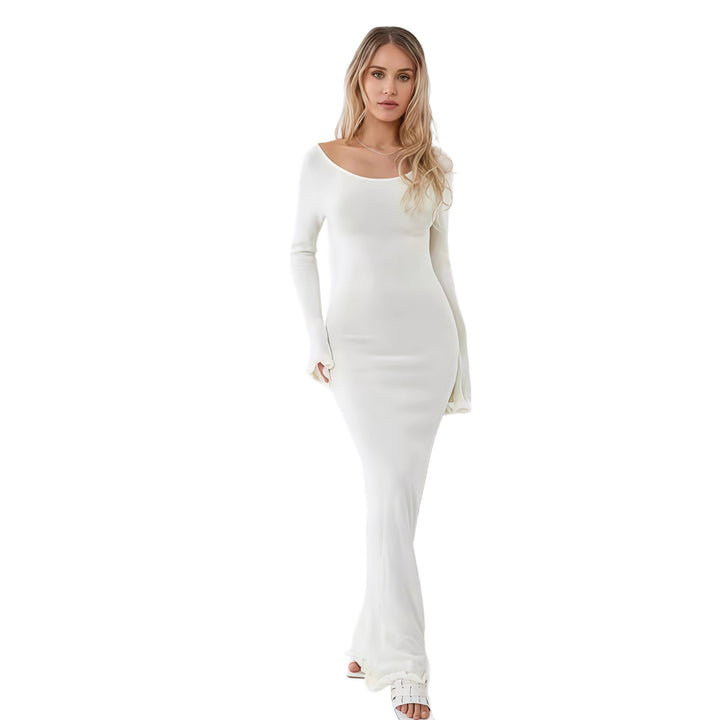 Damen Langarm-Midikleid mit raffinierten Rüschen-Details Drune