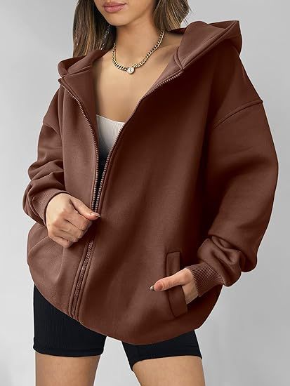 Damen lässiger Oversized Zip-Hoodie Drune