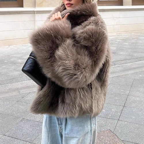 Damen Kunstfelljacke mit hochschließendem Kragen und luxuriösem Design Drune