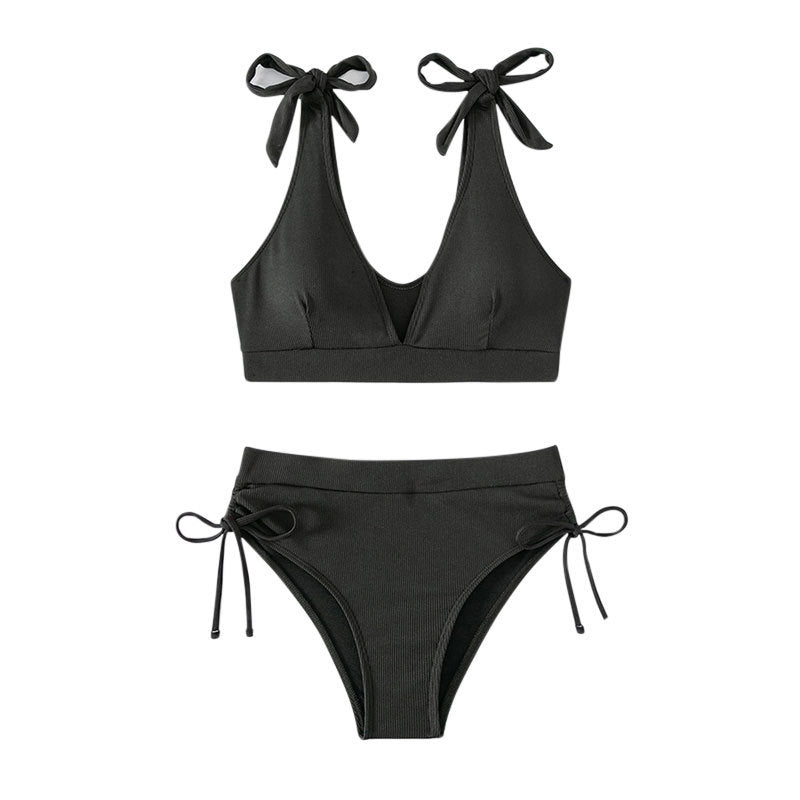 Damen Bikiniset mit hochgeschnittenem Unterteil und verstellbaren Trägern Drune