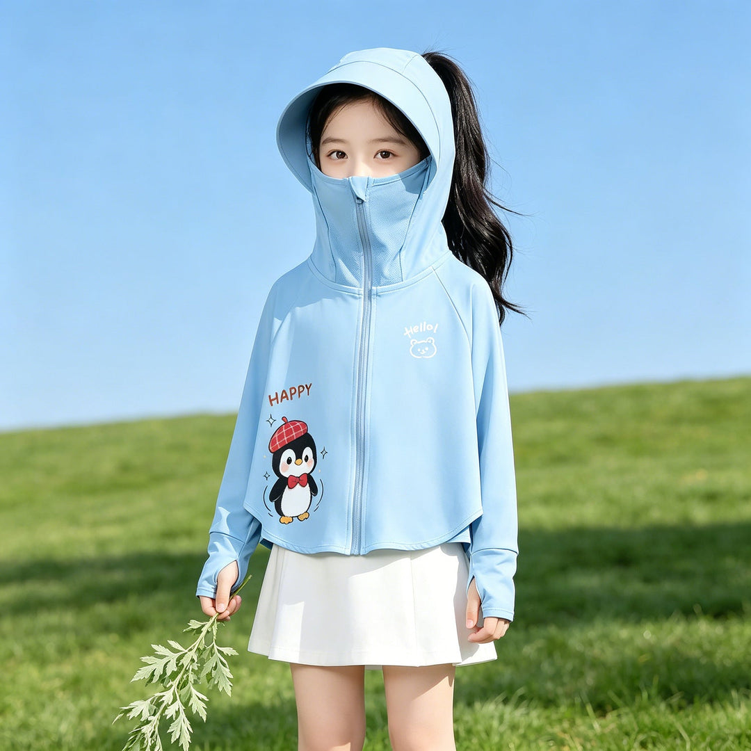 Damen UV-Schutzjacke mit Kapuze und leichtem Baumwollmaterial Drune