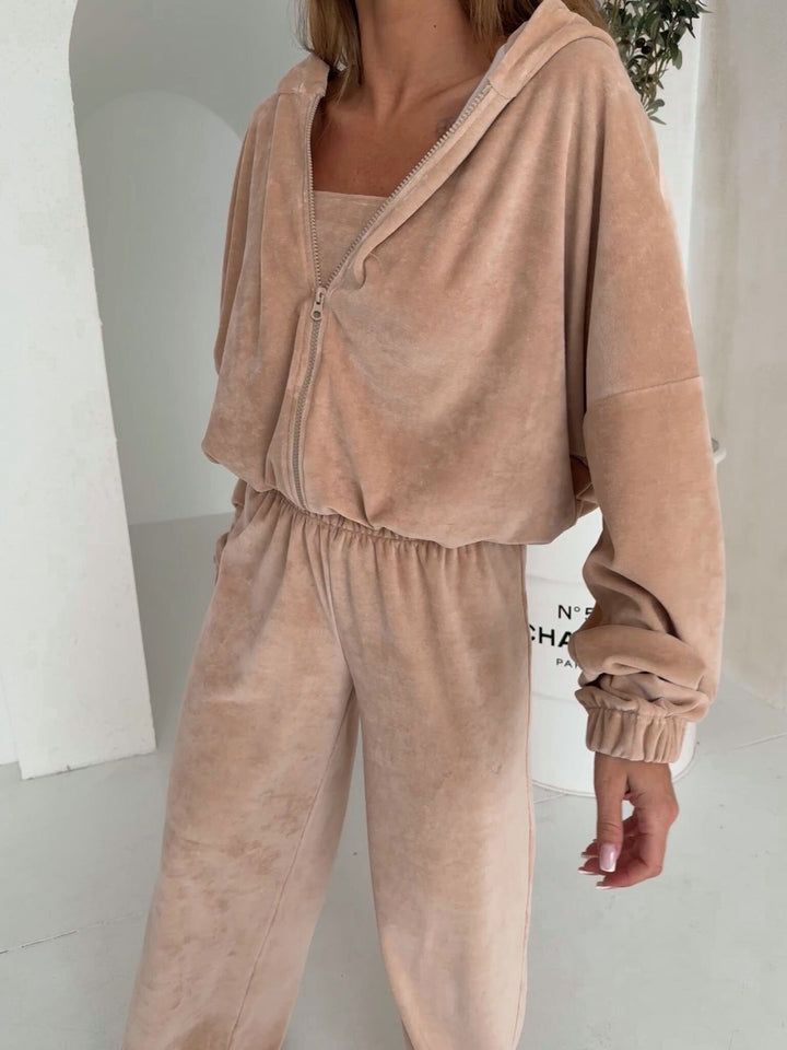 Damen weiches Lounge-Set mit weitem Schnitt und elegantem V-Ausschnitt Drune