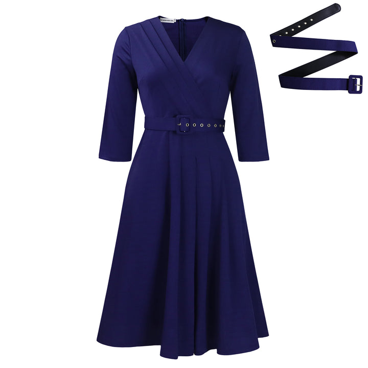 Damen Wickelkleid mit eleganter Taillierung und V-Ausschnitt Drune