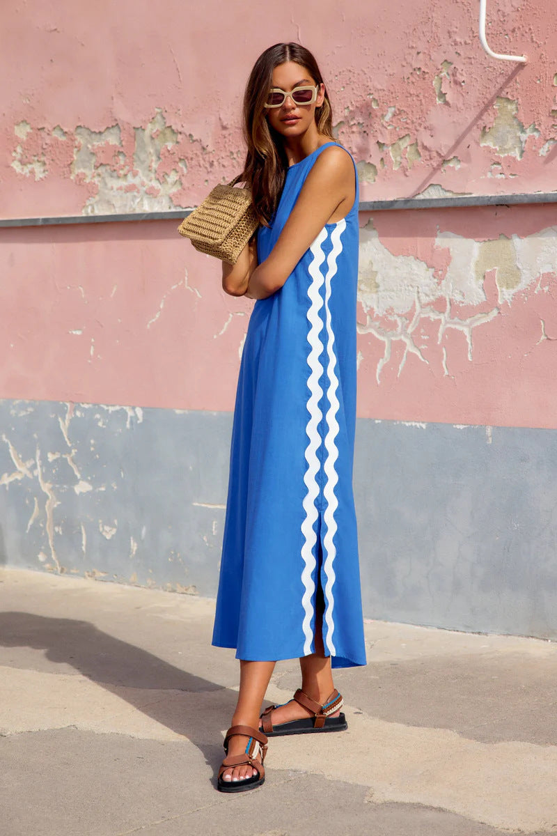 Damen Maxikleid mit elegantem Schnitt und Zierdetails Drune