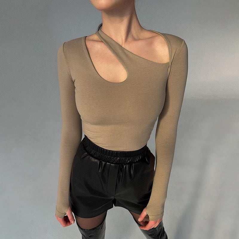 Damen Bodysuit mit asymmetrischem Ausschnitt und modischem Knoten Drune