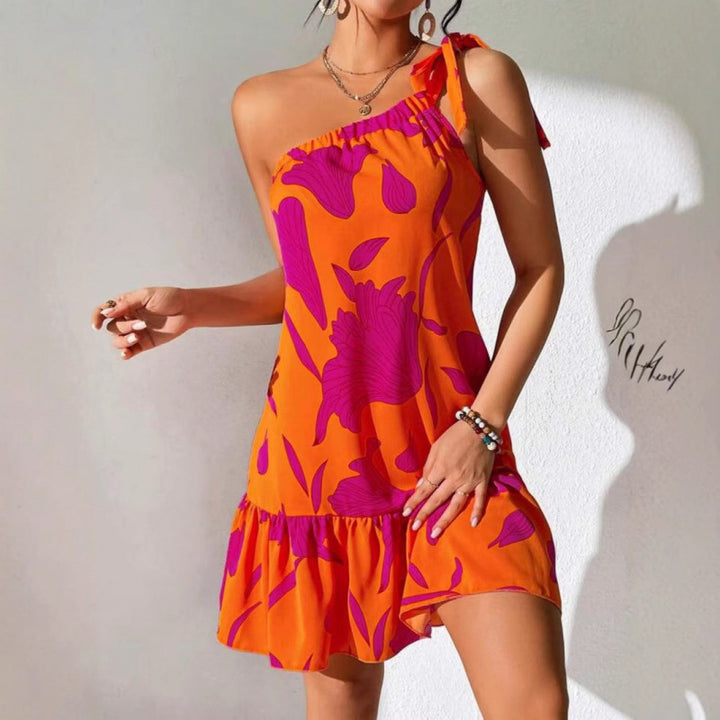Damen Sommerliches Minikleid mit verspieltem Volant und asymmetrischem Saum Drune