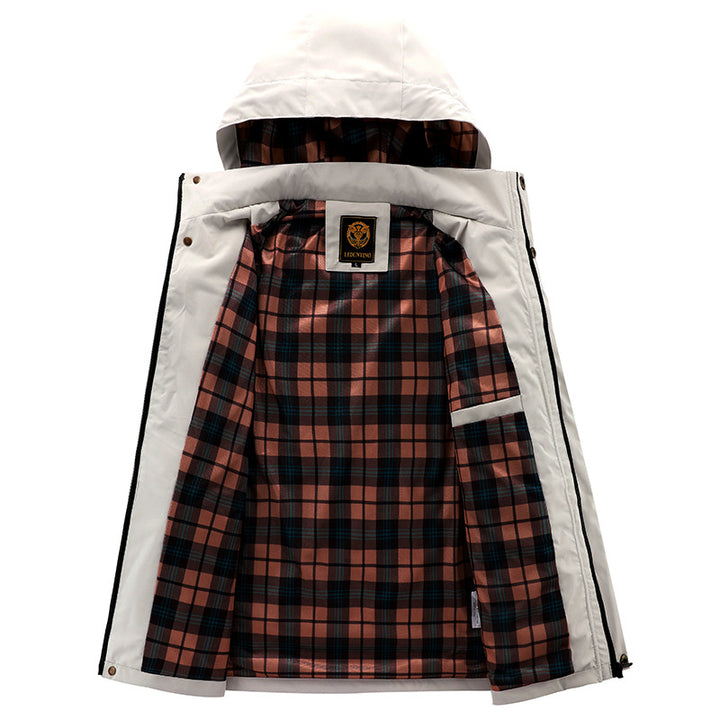 Herren nan urbaner Softshell-Parka mit verstellbarer Kapuze, Brustreißverschluss und thermischer Isolierung Drune