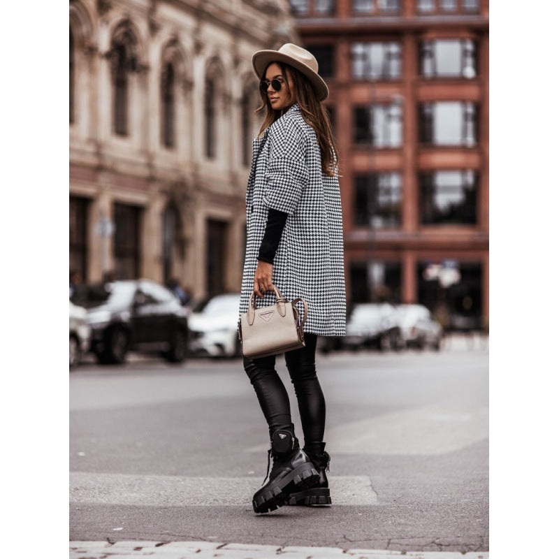 Damen Oversized Karomantel Drune