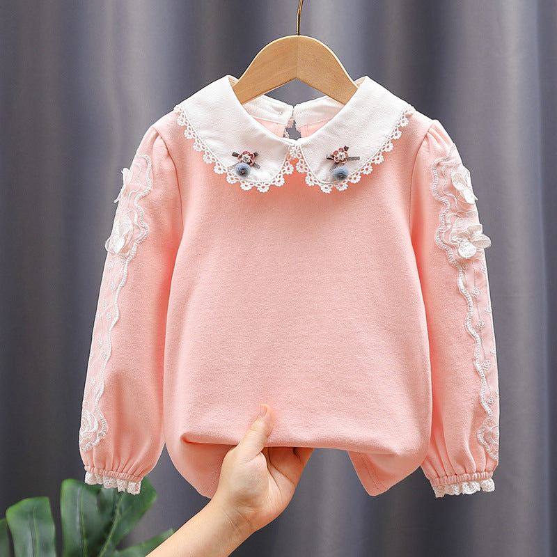 Mädchen Bluse mit elegantem Spitzenkragen und filigranen Akzenten Drune