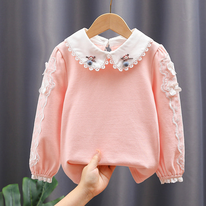 Mädchen Bluse mit elegantem Spitzenkragen und filigranen Akzenten Drune