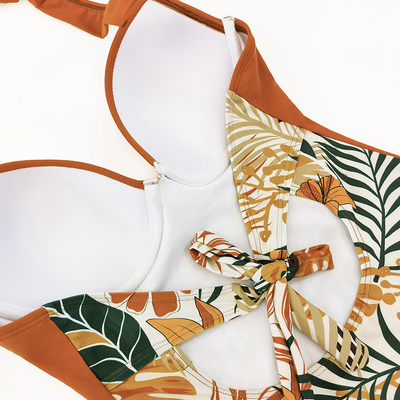 Damen Einteiler-Badeanzug mit floralem Design und unterstützendem Bustier Drune