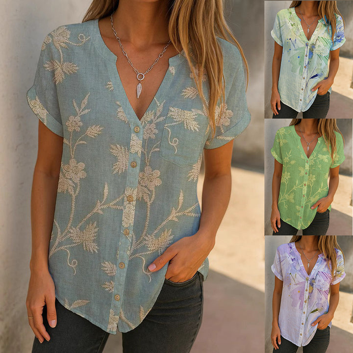 Damen elegante Bluse mit floralem Stickdesign Drune
