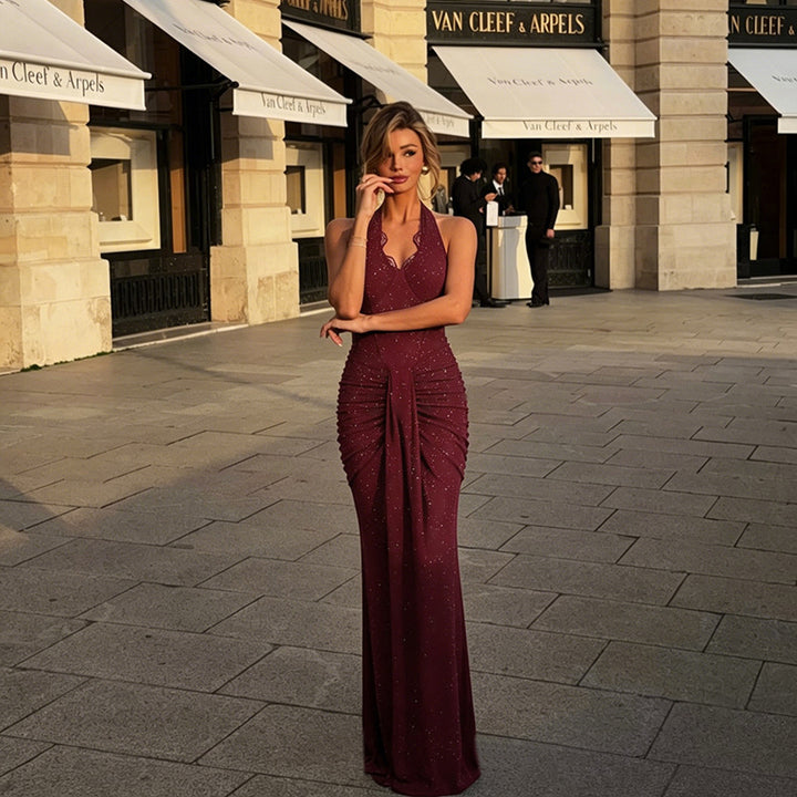 Damen figurbetontes Abendkleid mit raffinierten Rüschendetails Drune