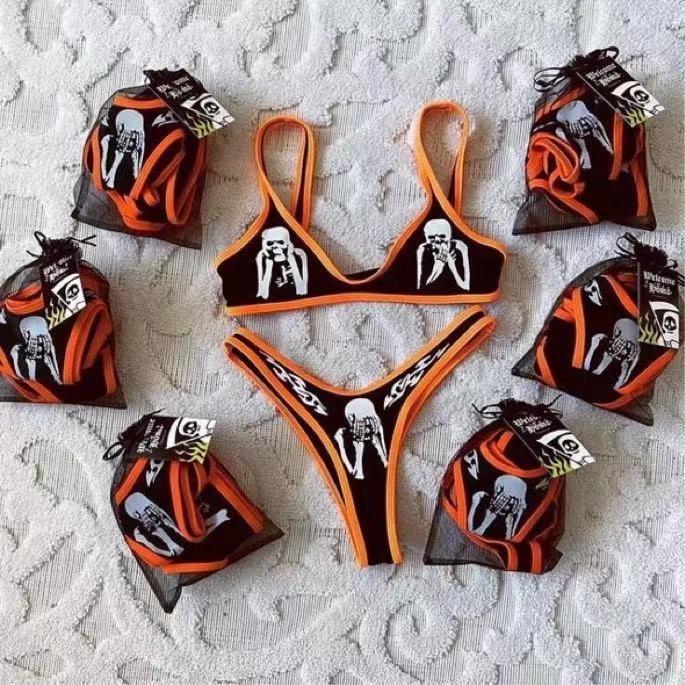 Damen Triangel-Bikini-Set mit aufregendem Grafikdesign Drune
