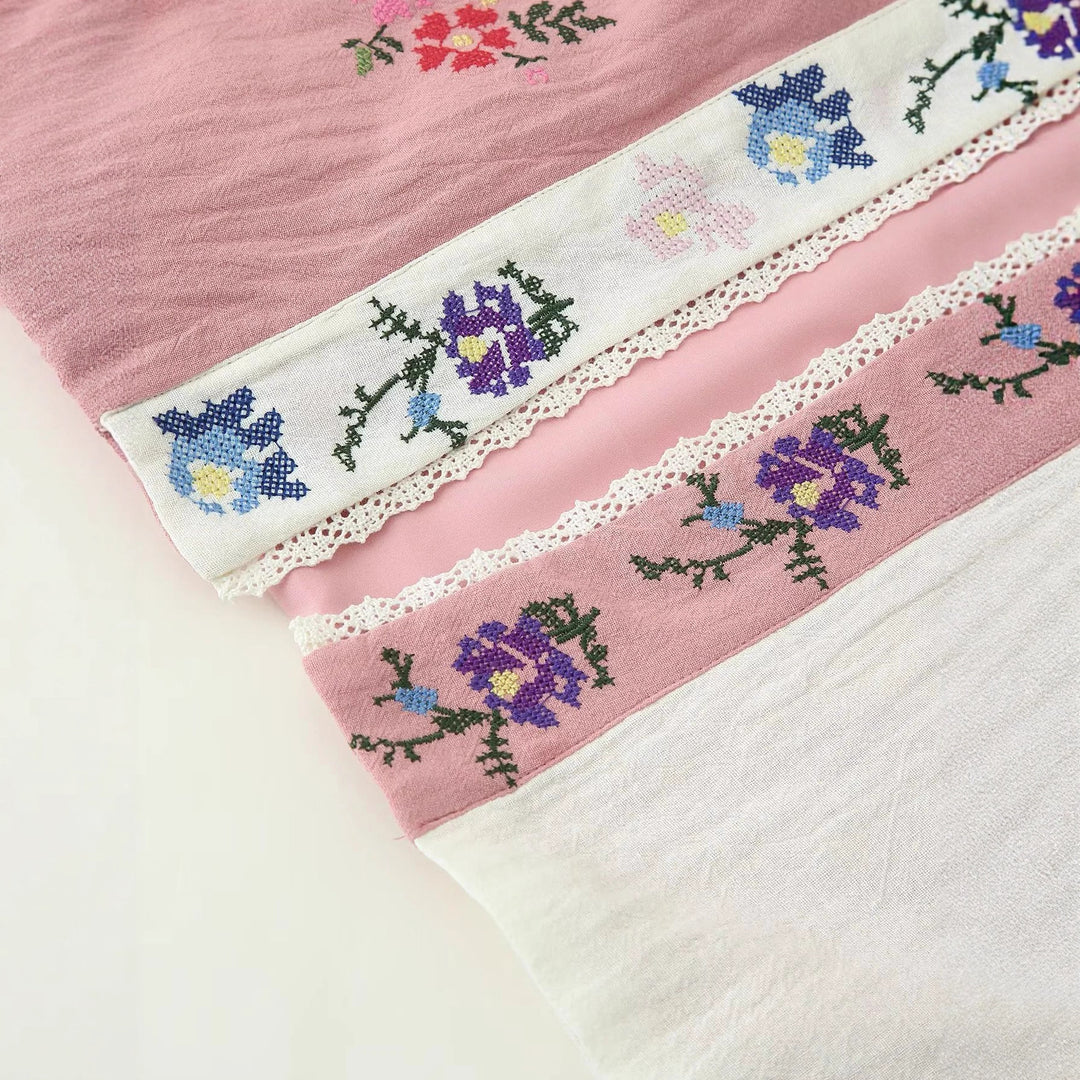 Damen Kimono-Jacke mit floralen Stickereien und elegantem Kragen Drune
