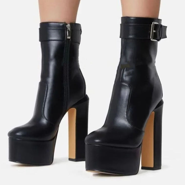 Damen Chunky-Absatz-Stiefeletten mit Schnallenriemendetail Drune
