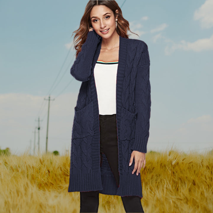 Damen Strickjacke mit langen Ärmeln und gezopften Details Drune