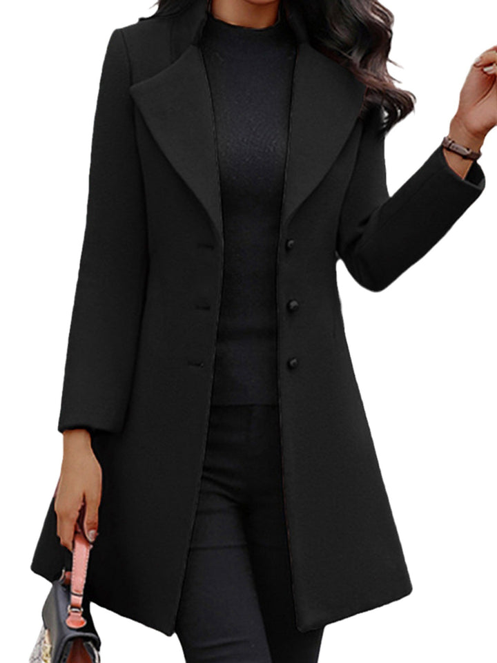 Damen eleganter Trenchcoat mit einem breiten Revers und knöpfbarem Design Drune