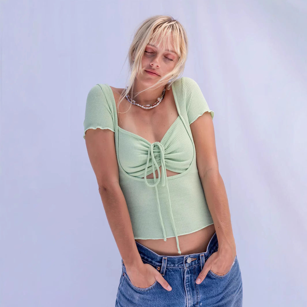 Damen figurbetonter Body mit kreativem Cut-Out und Wickeldetail Drune
