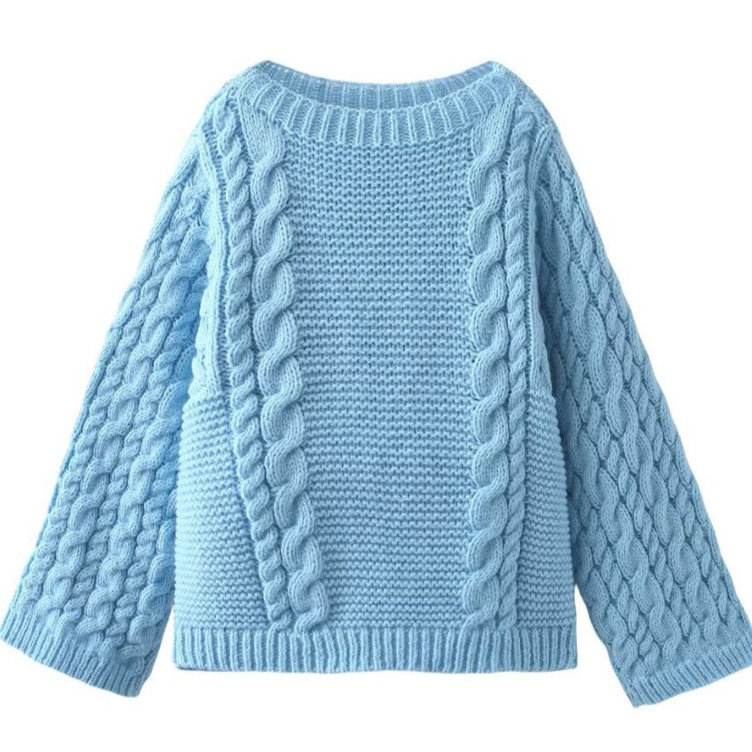 Damen Strickpullover mit lockerer Schnittführung und geflochtenem Design Drune