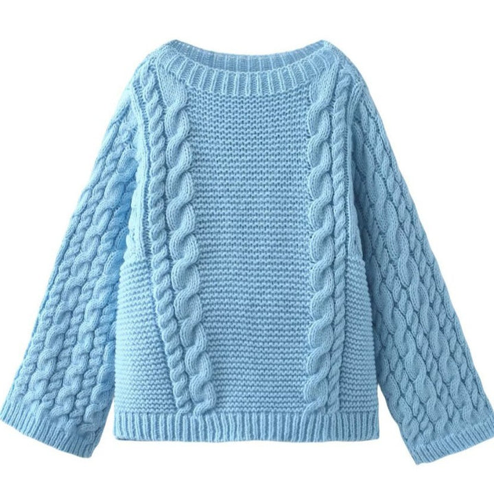 Damen Strickpullover mit lockerer Schnittführung und geflochtenem Design Drune