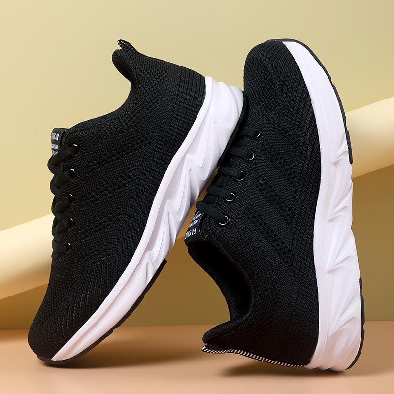Damen nan leichtgewichtige atmungsaktive Strick-Laufschuhe mit viskoelastischer Einlegesohle und stoßdämpfender Zwischensohle Drune