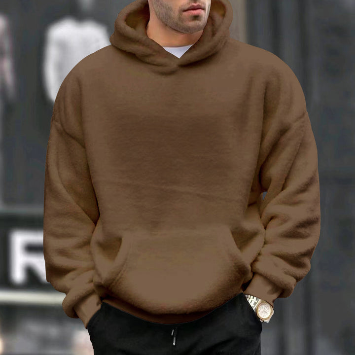 Herren nan oversized Fleece-Kapuzenpullover mit Kängurutasche und dropped shoulders Drune