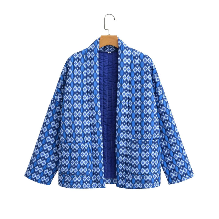 Damen gesteppte Kimono-Jacke mit geometrischem Muster Drune