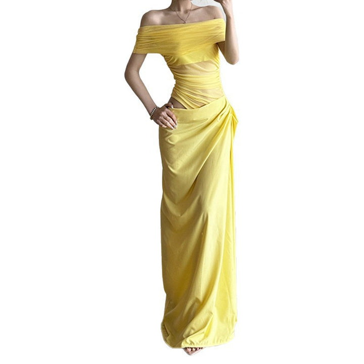 Damen elegantes Abendkleid mit schmalem Schnitt und transparenten Einsätzen Drune