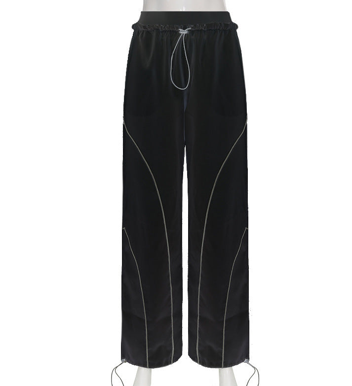 Damen lockere Cargo-Hose mit elastischem Bund und praktischen Seitentaschen Drune