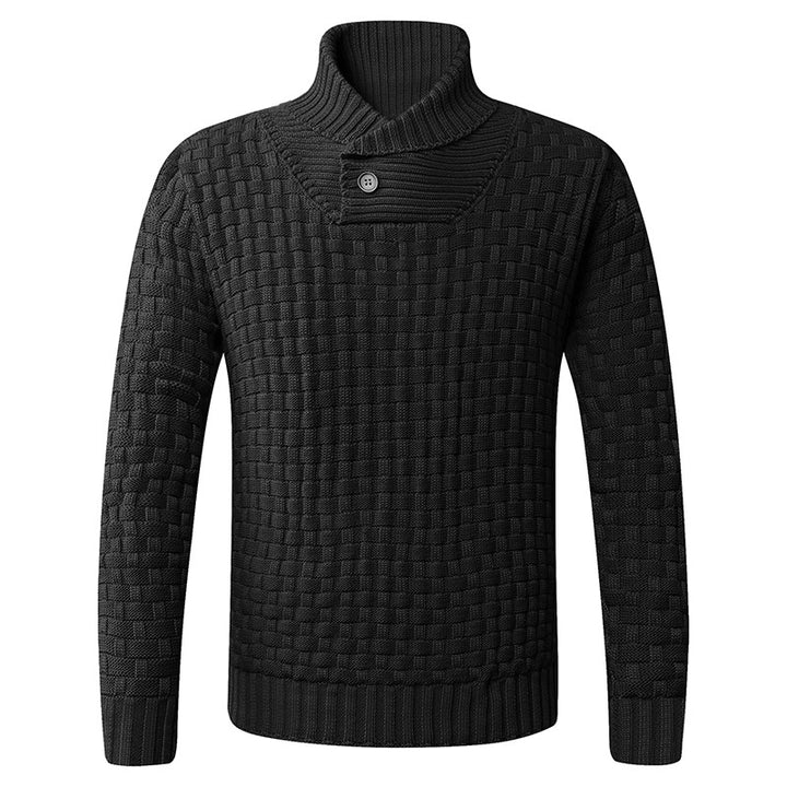 Herren Strickpullover mit modernem Zopfmuster und Stehkragen Drune