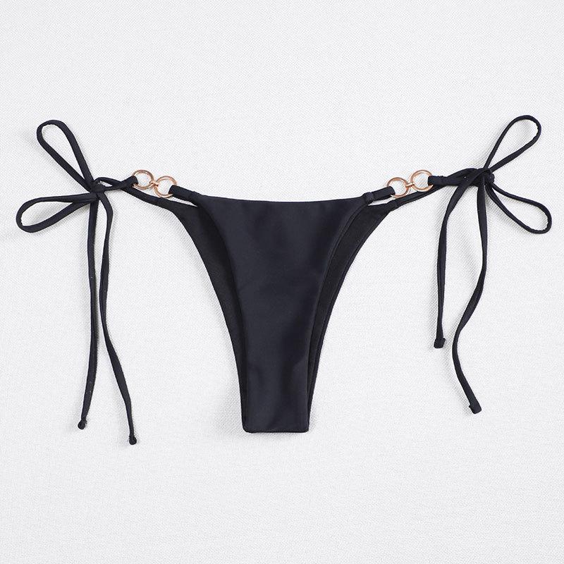 Damen Bikini-Unterteil mit verstellbaren Bindebändern und eleganten Metallringen Drune