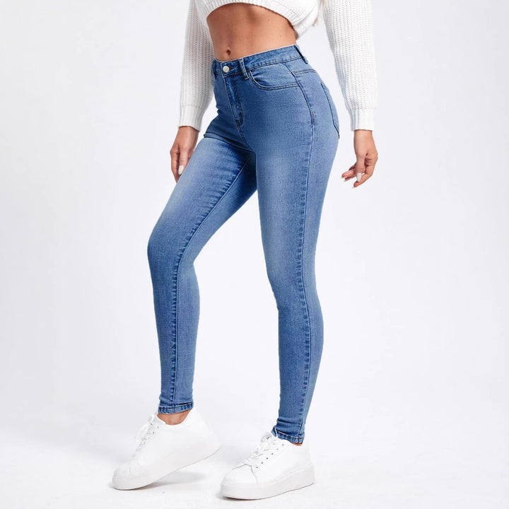 Damen Slim Fit Jeans mit hohem Taillenschnitt und figurformendem Stretch Drune