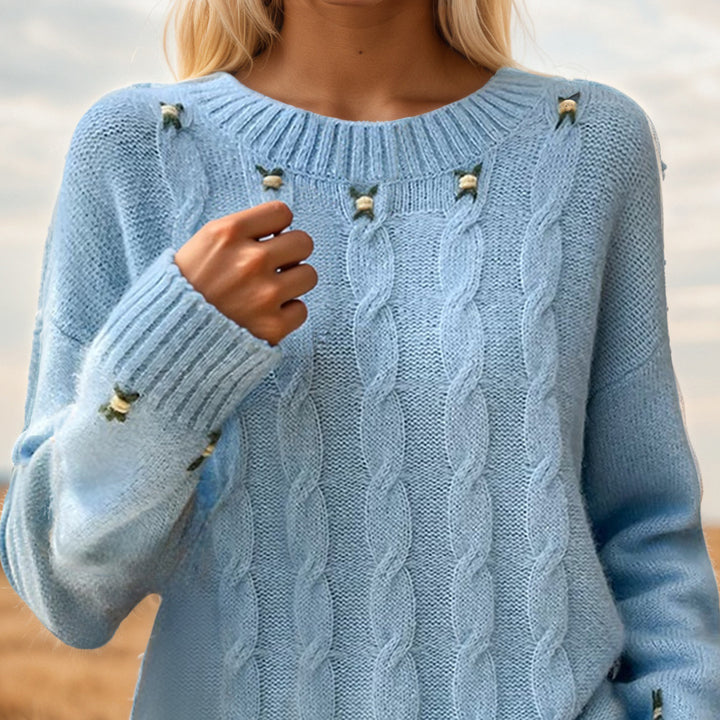 Damen Strickpullover mit lässigem Schnitt und exquisite Details Drune